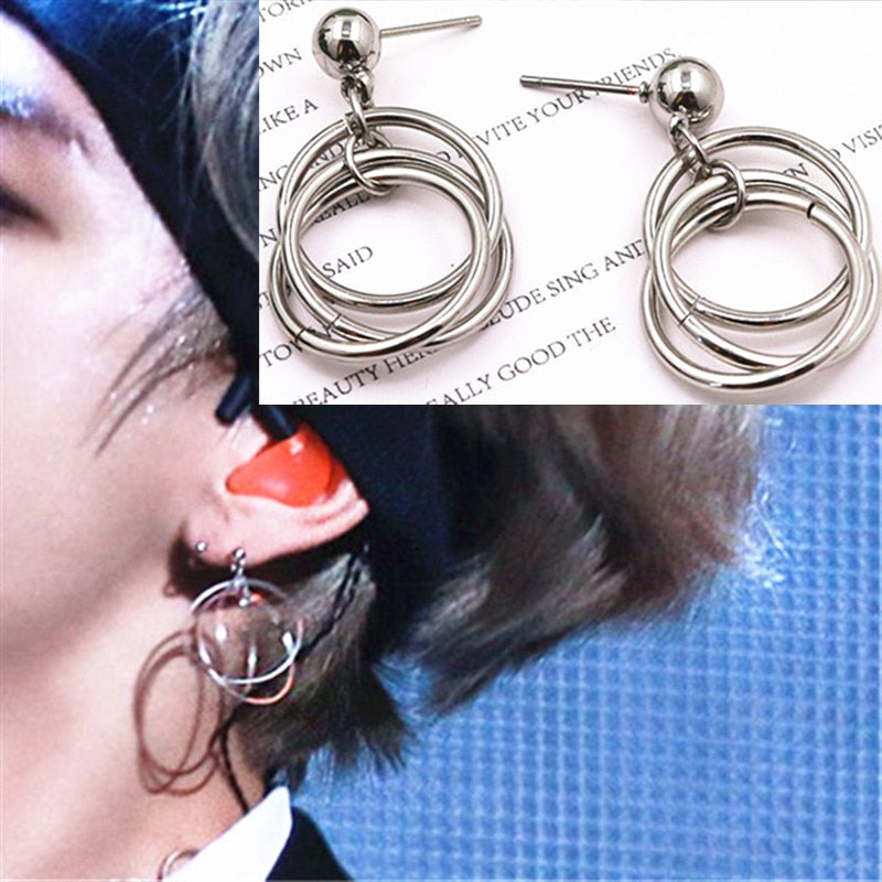 KPOP DNA Korean Star V Circle Earrings Studs Bangtan Boys Accesorios Album Earrings Gifts Jewellery Earrings Women Men