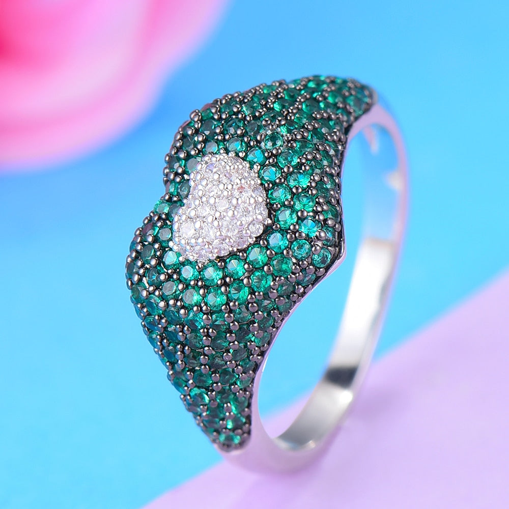 GODKI New Collection Trendy Heart AAA Cubic Zircon Stackable Chic Ring For Women Wedding DUBAI Bridal Statement Finger Ring 2019
