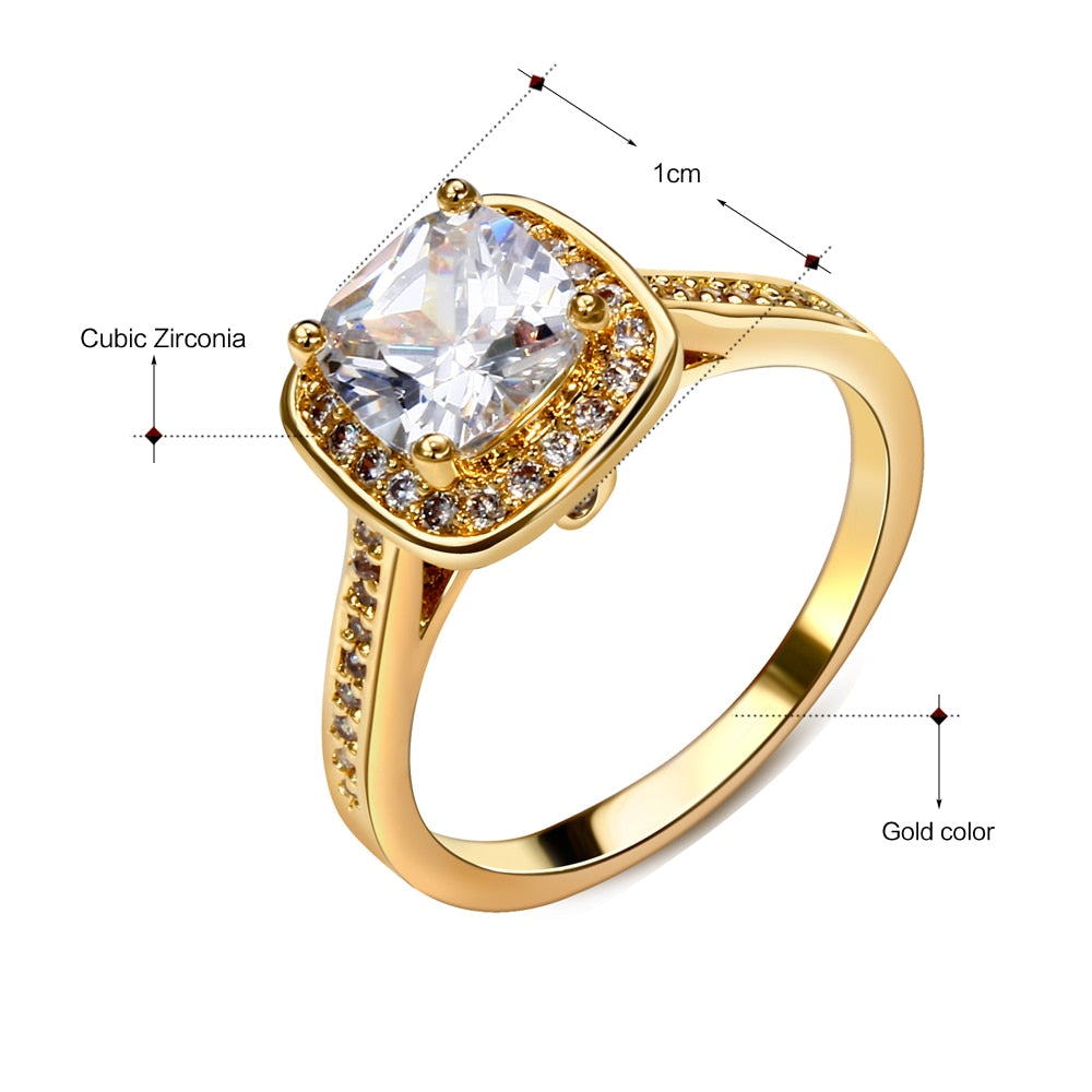 DreamCarnival1989 Women Wedding Party Jewelry Rhodium Gold Color Big Square Zircon Solitaire Rings YR7233 Gift Anillos Mujer