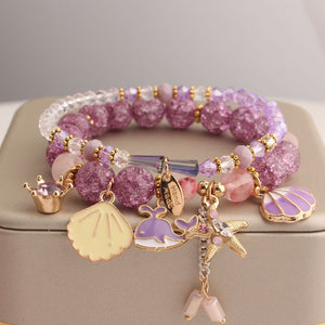 Rose sisi European and American style fashion stone bracelet for women elastic bracelet butterfly pendant jewelry for women gift