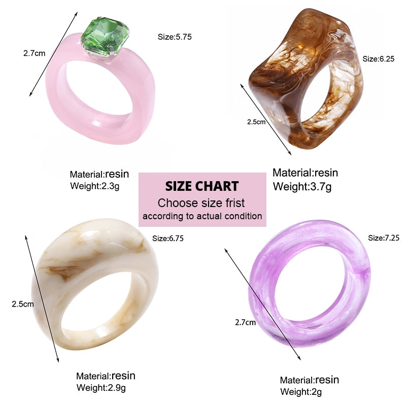 17KM 3pcs Korean Geometric Transparent Resin Acrylic Rings Set For Women Fashion Crystal Rings 2021 Trend Jewelry Gifts