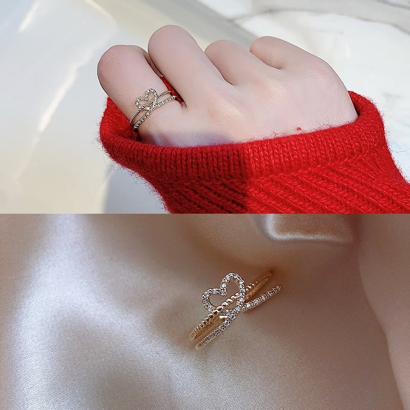 2020 South Korea New Heart Ring Fashion Exquisite Simple Banquet Ring Temperament Elegant Ladies Jewelry