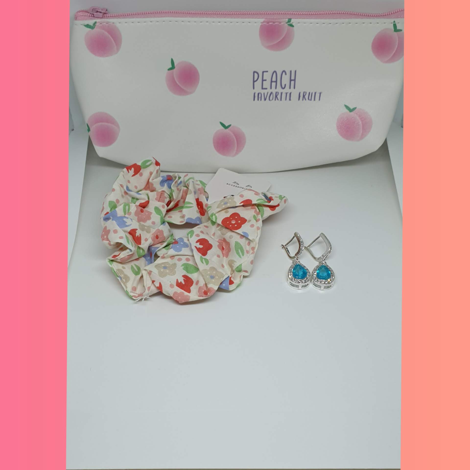 Set of Pouch Case, Scrunchie and Earrings