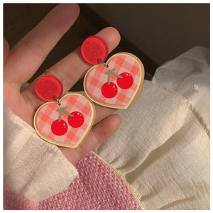 New oil painting style colorful flower earrings niche design spring and summer earrings female contrast acrylic earrings