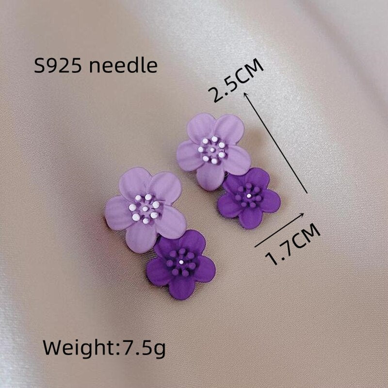 Simple Coffee Flower Drop Dangle Earrings for Women 2022 Korean Fashion Jewelry Wedding Party Girl Elegant Jewelry Accessories
