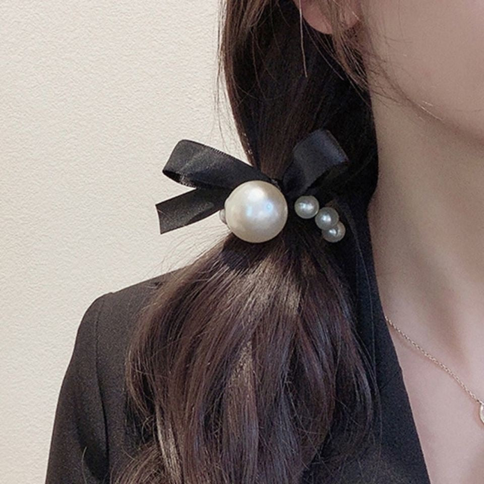 2022 Fashion Woman Big Pearl Hair Ties  Korean Style Hairband Scrunchies Girls Ponytail Holders Rubber Band Hair Accessories