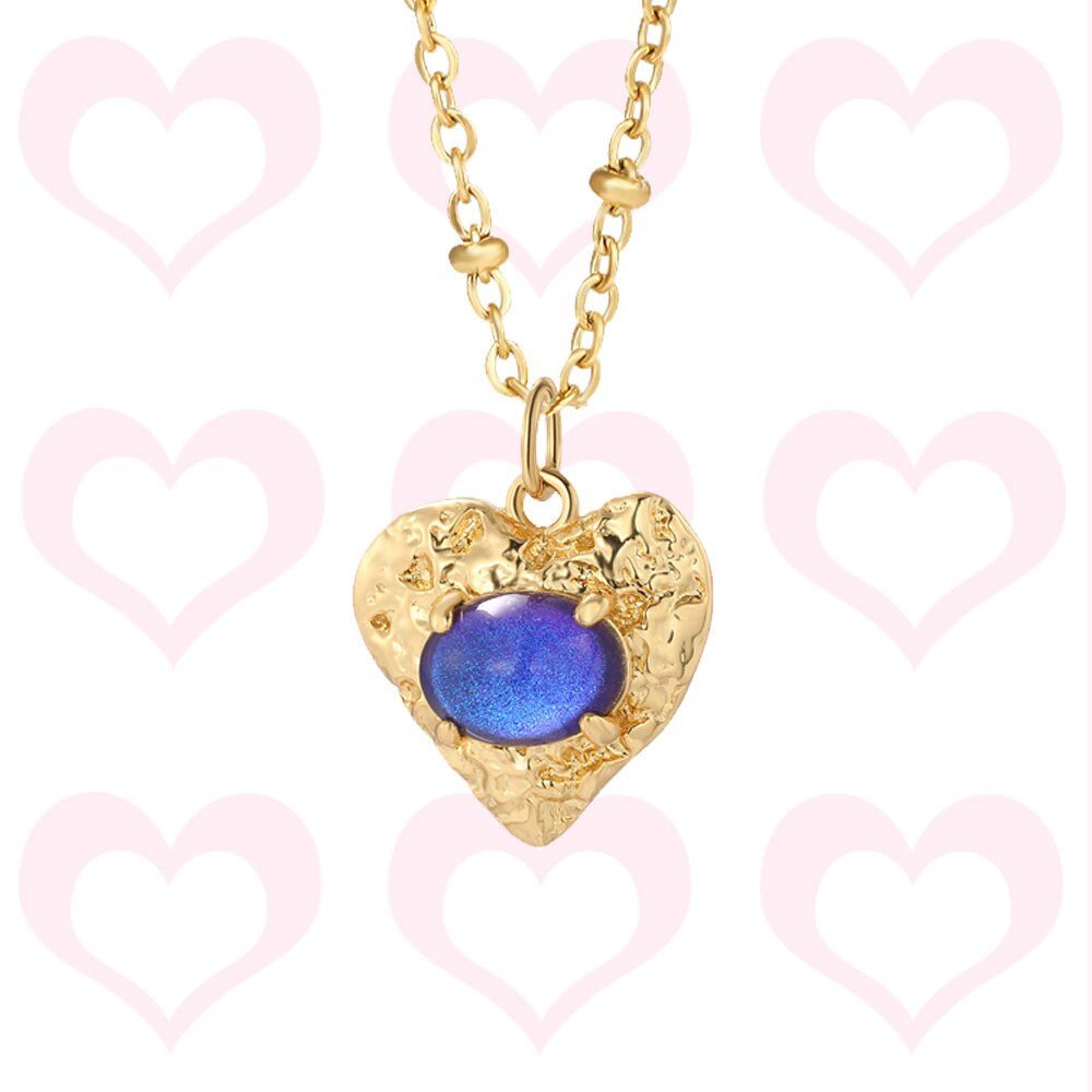 Luxury Heart Pendant Necklace for Women Romantic Woman's Chain Stainless Steel Choker Necklace Trendy big Zircon Opal Jewelry