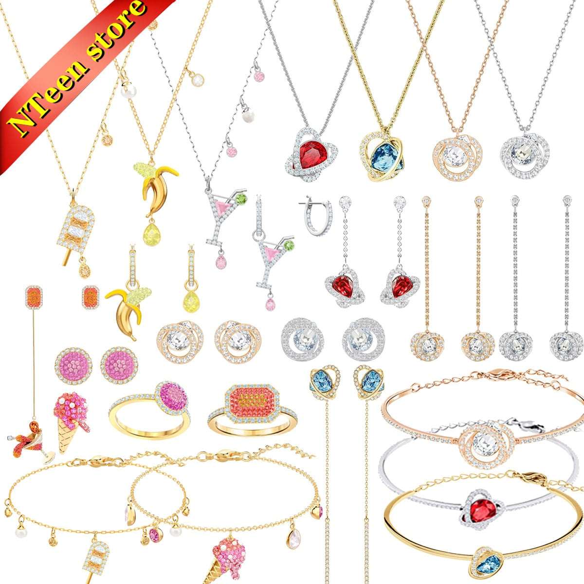 Swa Fine Fashion Ladies Jewelry Sets Charm Exquisite Cocktail Party Party Ice Cream Banana Jewelry Set Romantic Gifts for Women