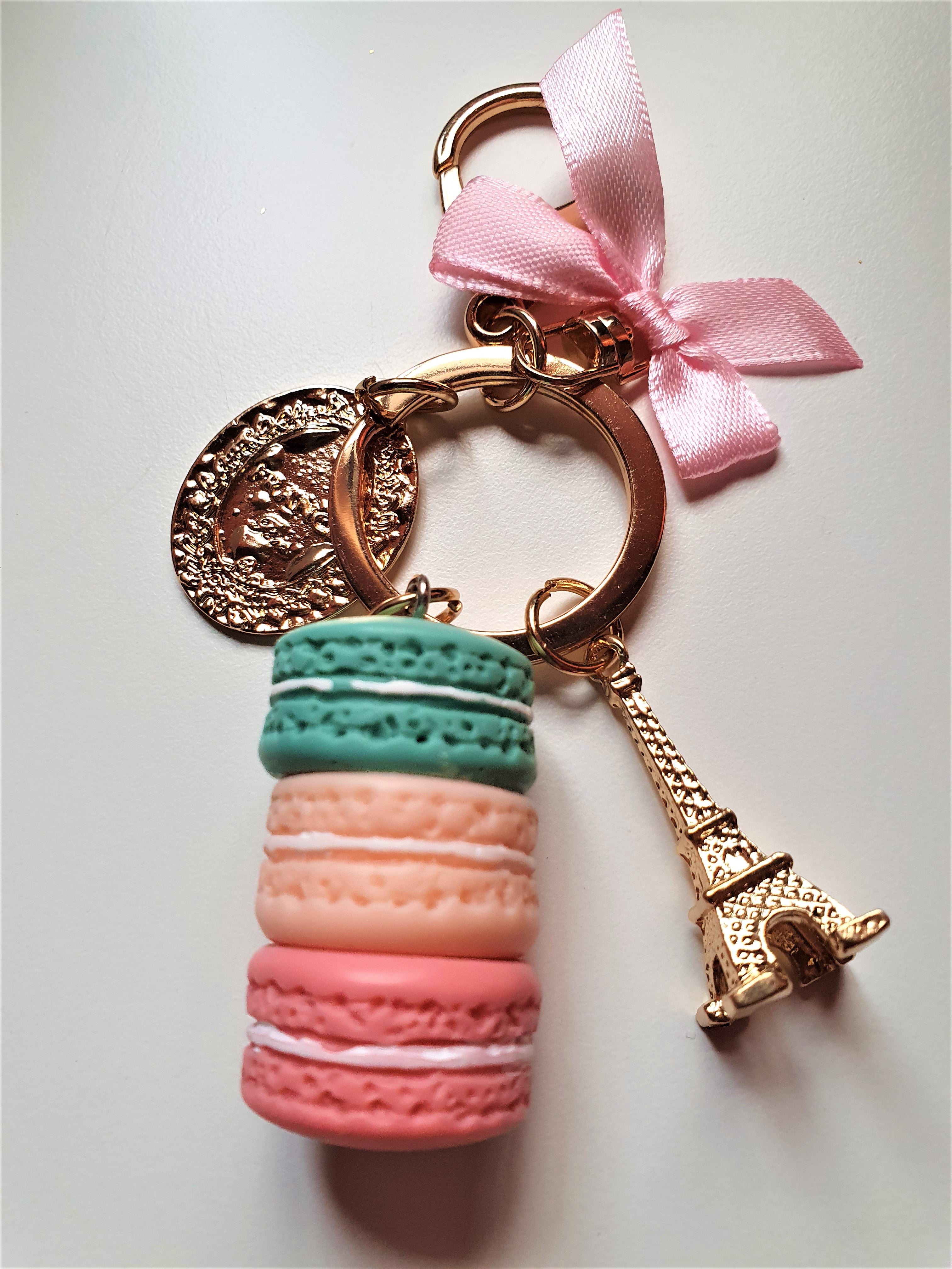Set of Charm Bracelet with Teddy Bear design & Macaron Bag Charm and Key Chain