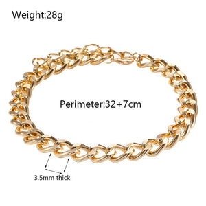 Fashion Gold Color Punk Round Circle Thick Chain Choker Necklace Collar Statement Necklace Clavicle for Women Men Party Jewelry