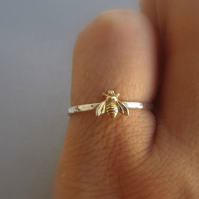 Minimalist Wedding Cute Bee Ring for Women Fashion Thin Metal Finger Engagement Rings Bridal Party Jewelry Gifts 2020 New