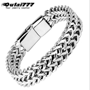 oulai777 men bracelet 2019 stainless steel link chain on hand mens accessories charm male bracelets men bangles men's rock style