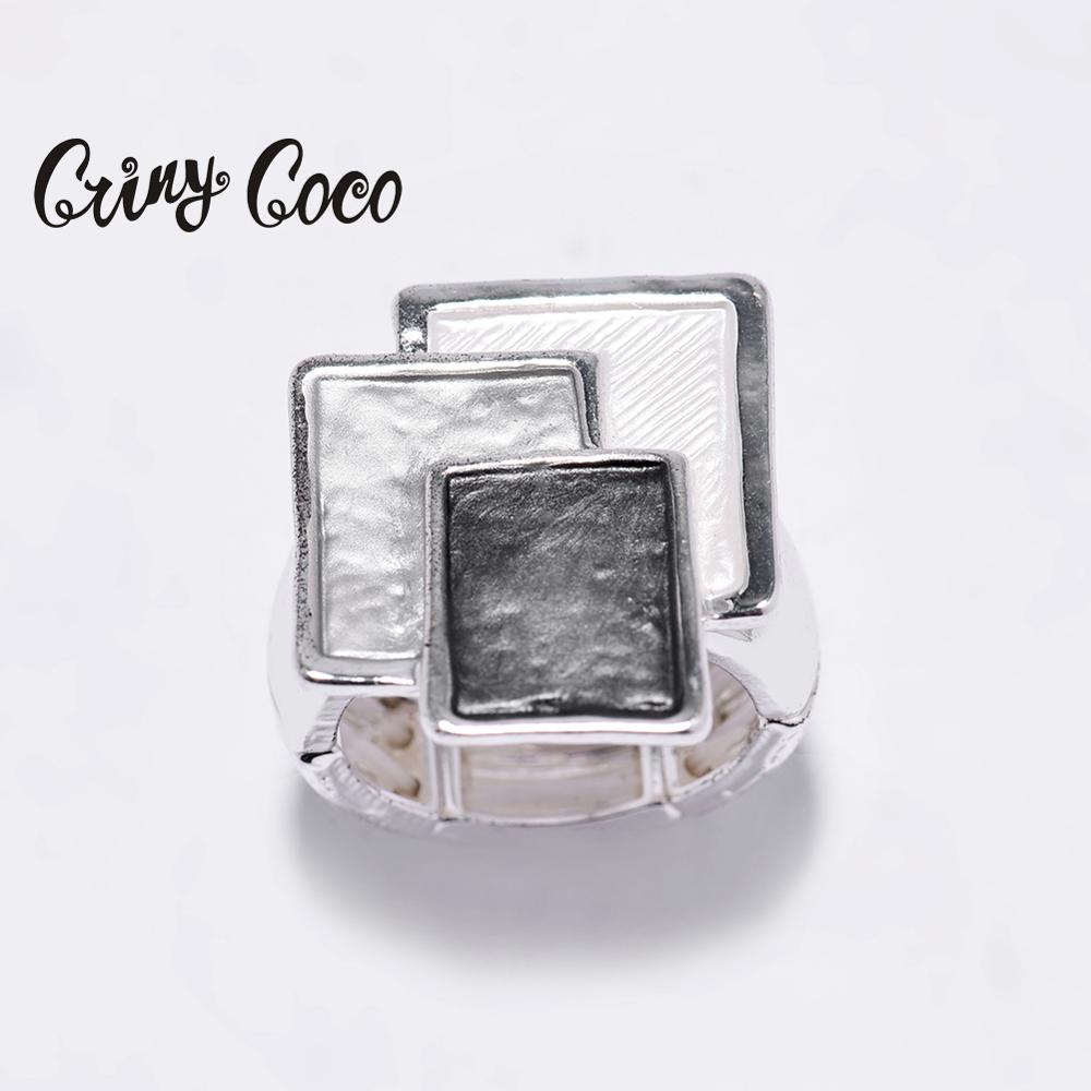 Cring Coco Fash Geometric Rings for Women Fashion Girls Friends Gift Trendy Enamel Alloy Metal Fnger Ring  Jewelry