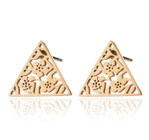 SMJEL Stainless Steel Triangle Earrings for Women Men Black Geometric Double Triangle Earings Piercing Jewelry 2020