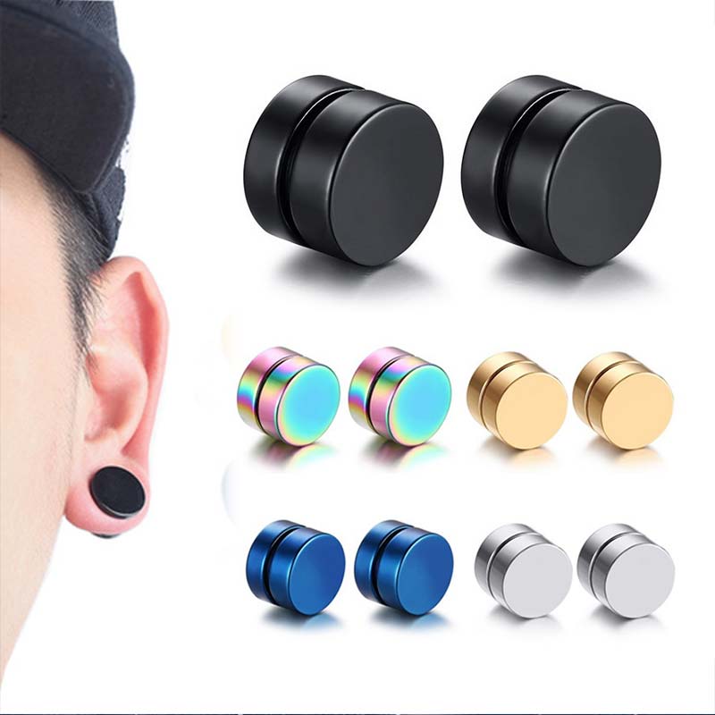 Round Beautiful Circle Non Piercing 1PC Strong Magnet Magnetic Mens Ear Clip  About6mm/8mm/10mm/12mm5 Colors Girls Earrings