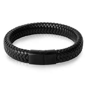 Jiayiqi Punk Men Jewelry Black/Brown Braided Leather Bracelet Stainless Steel Magnetic Clasp Fashion Bangles Gift 18.5/22/20.5cm