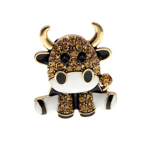 CINDY XIANG Rhinestone Cute Enamel Milk Cow Brooches For Women Chinese Bull Year Design Fashion Animal Pin Brooch Good Gift