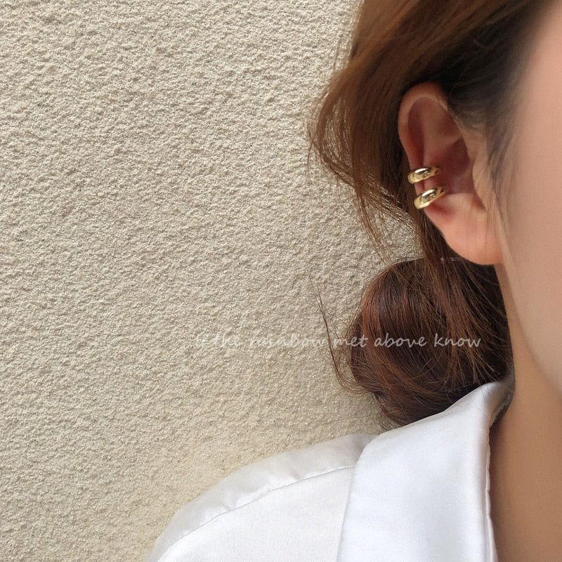 Korean Zircon Small Ear Cuff Set Ear Rings For Girls Gold  Earcuff Cute Cartilage Clip on Earrings No Pierced Women Punk Jewelry