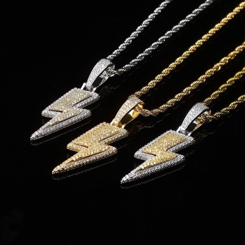 Jewelry 2020 Jewelry Fashion Full zircon lightning Necklace Chains For Boys Hip Hop Party Biker Men's Pendant Necklace Jewelry