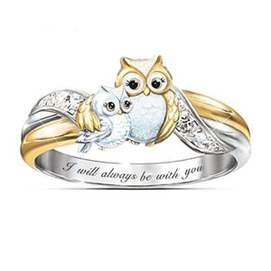Fashion parent-child owl women ring popular holiday anniversary commemorative temperament charm jewelry special gift wholesale