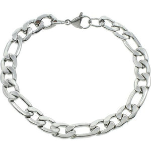 Jewelry Shop Figaro 3 e1 Steel Imprint Mens Bracelet Chain ACK06B