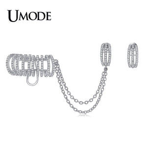 UMODE Brand Crystal Mismatched Cuff Earrings for Women Fashion Jewelry White Gold Color Boucle D'Oreille Femme Brincos AUE0243