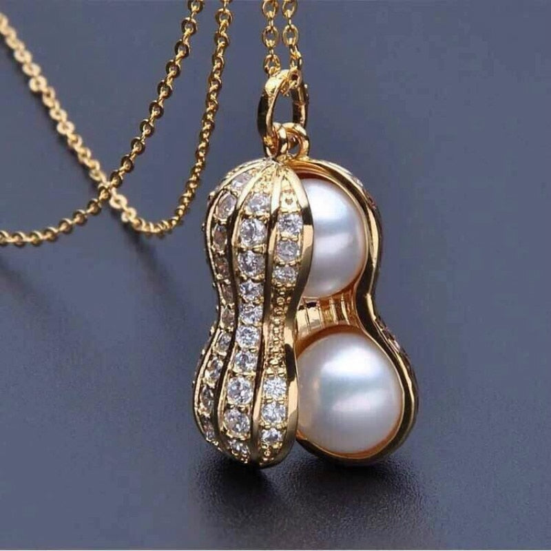 2021 Moana Kolye Collares Women's Natural Freshwater Pearl Necklace Peanut Pendant Korean Clavicle Chain Luxury Party Jewelry