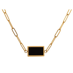 Yhpup Temperament Square Pendant Women Necklace Stainless Steel Accessories Trendy Chain Collar Necklace Jewelry Gift 2021