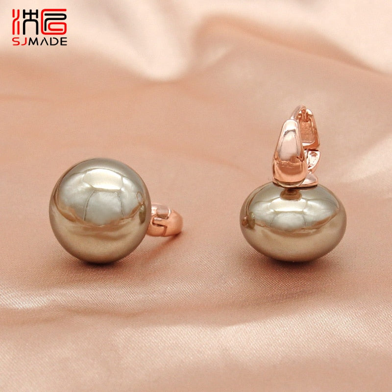 SHENJIANG 2021 Trend Big Simulation Pearl Dangle Earrings For Women Wedding Jewelry Christmas Gift Fashion Rose Gold Eardrop