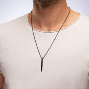 2021 New Silver Color Men Spiral Necklace Stainless Steel Rectangle Minimalist Simple Personality Hip Hop Ins Men's pendant boys