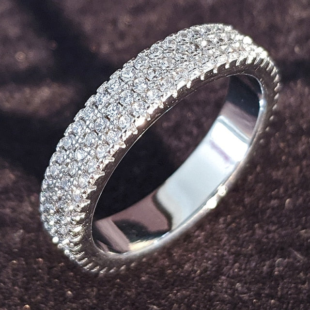 2022 Luxury Vintage Silver Color Wedding Band Eternity Ring for Women Big Gift for Ladies Love Wholesale Lots Bulk Jewelry R4577