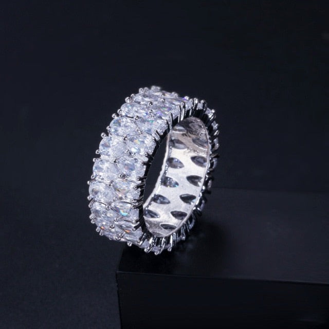 2022 Luxury Vintage Silver Color Wedding Band Eternity Ring for Women Big Gift for Ladies Love Wholesale Lots Bulk Jewelry R4577