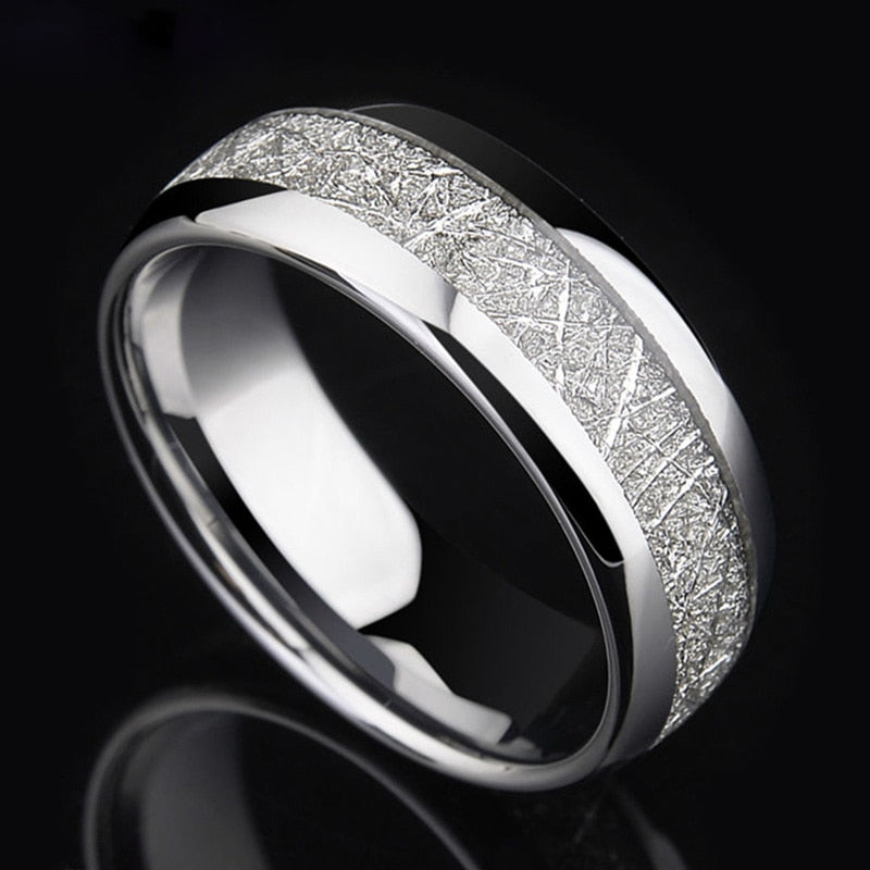 Fashion Men Rings 2022 Jewelry Accessories Classical 8mm Gold/Silver Color Meteorites Pattern Stainless Steel Rings for Men
