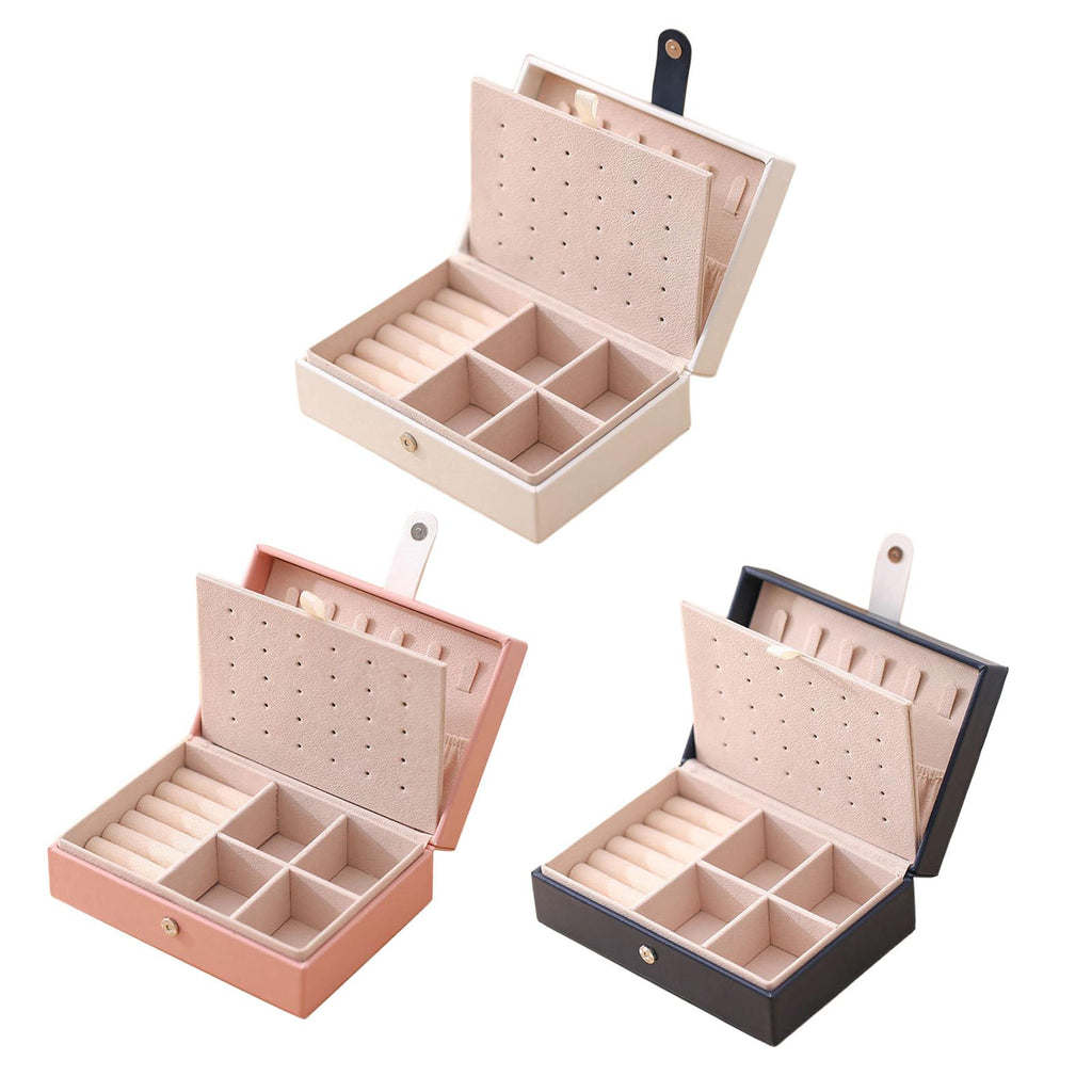 Jewelry Box Waterproof PU Leather Multi-Layer Lockable with Hanging Hooks Organiser Display Holder for Bracelets Jewellery Care