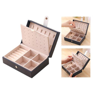 Jewelry Box Waterproof PU Leather Multi-Layer Lockable with Hanging Hooks Organiser Display Holder for Bracelets Jewellery Care