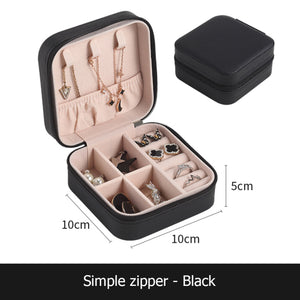 Portable Small Travel Jewelry Storage Box Girl Portable PU Leather Earrings Ring Necklace Jewellery Case Organizer